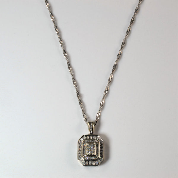 Emerald Cut Shaped Diamond Cluster Necklace | 0.56ctw | 16