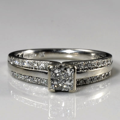 Quad Set Pave Detailed Engagement Ring | 0.57ctw | SZ 7 |