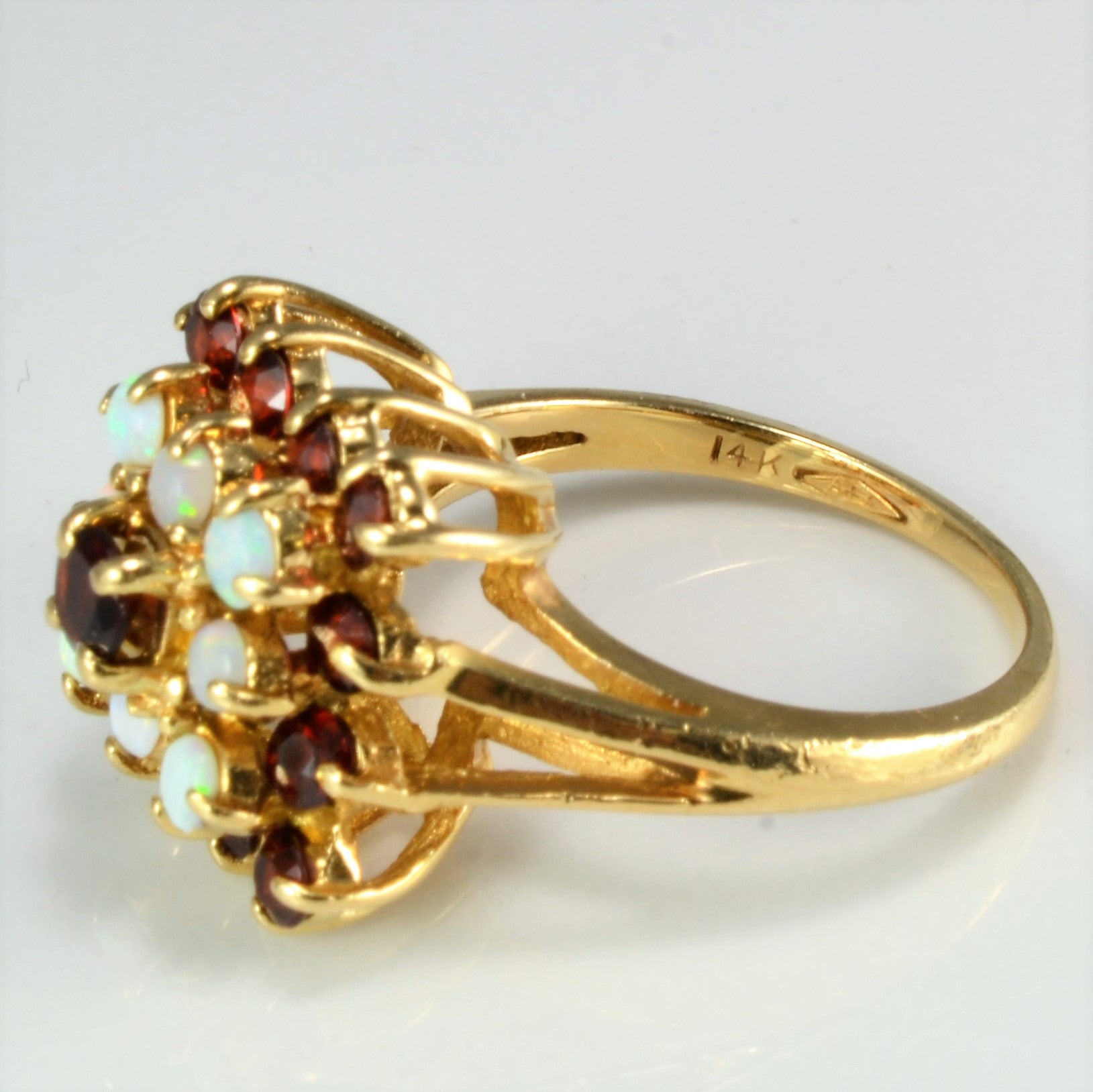 High Set Garnet & Opal Ring | 1.04ctw| SZ 5.5 |