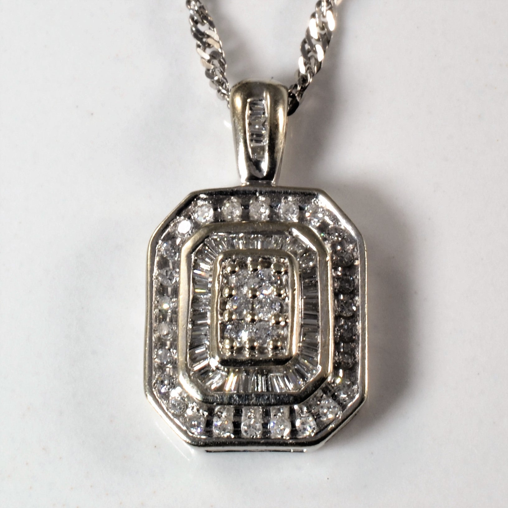 Emerald Cut Shaped Diamond Cluster Necklace | 0.56ctw | 16" |