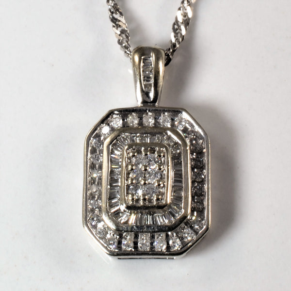 Emerald Cut Shaped Diamond Cluster Necklace | 0.56ctw | 16