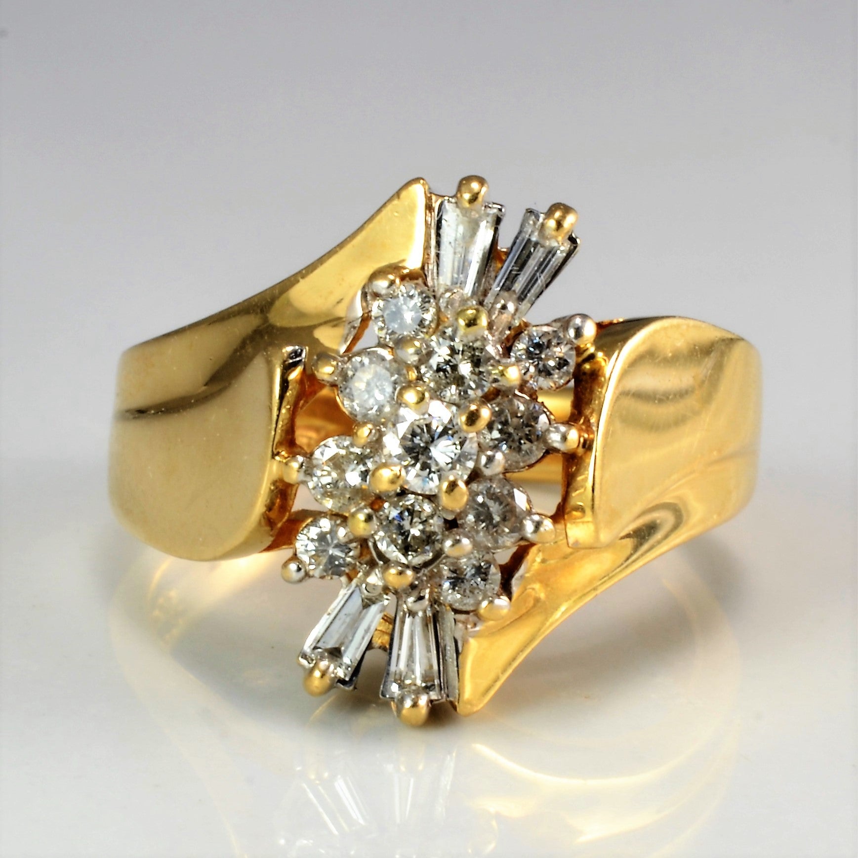 Bypass Cluster Diamond Wide Ladies Ring | 0.41 ctw, SZ 6 |