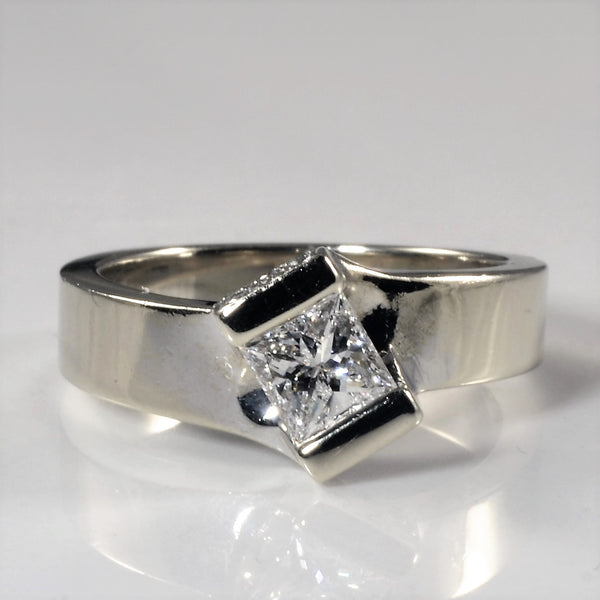 Bypass Offset Princess Canadian Diamond Engagement Ring | 0.67ctw | SZ 6.25 |