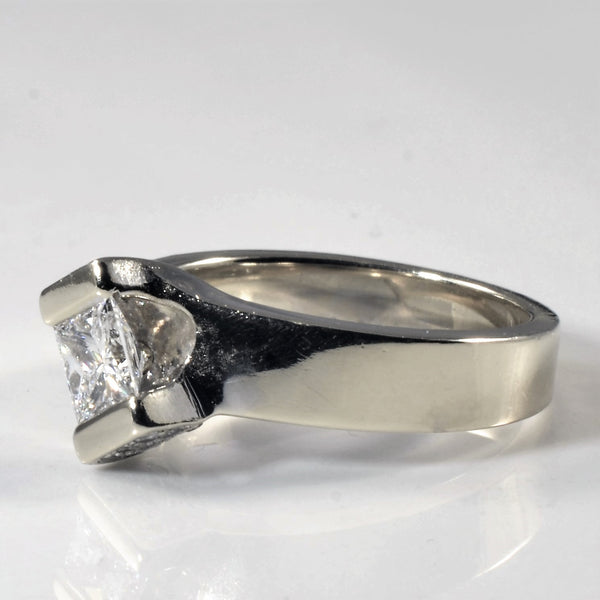 Bypass Offset Princess Canadian Diamond Engagement Ring | 0.67ctw | SZ 6.25 |