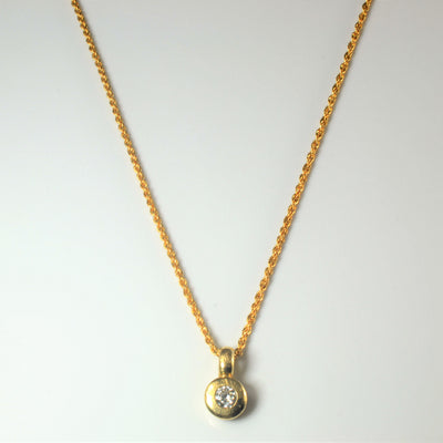 Bezel Set Diamond Drop Necklace | 0.32ct | 18
