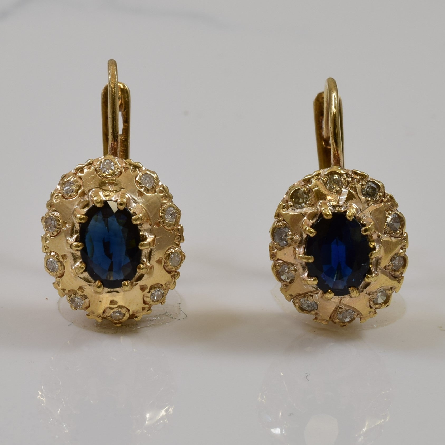 1930s Sapphire & Diamond Hook Earrings | 2.50ctw, 0.30ctw |
