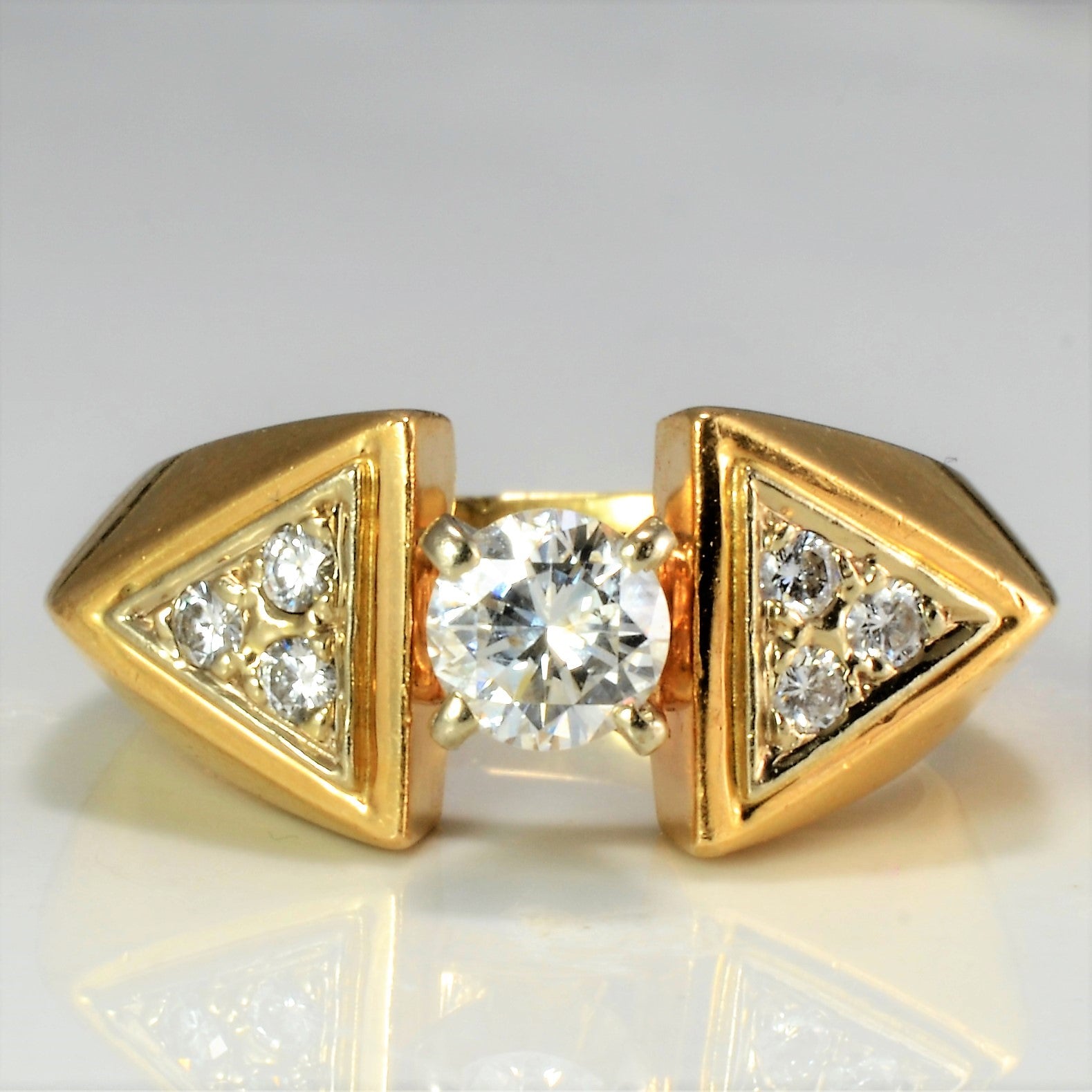 Tapered Diamond & Cluster Accents Engagement Ring | 0.57 ctw, SZ 5.25 |