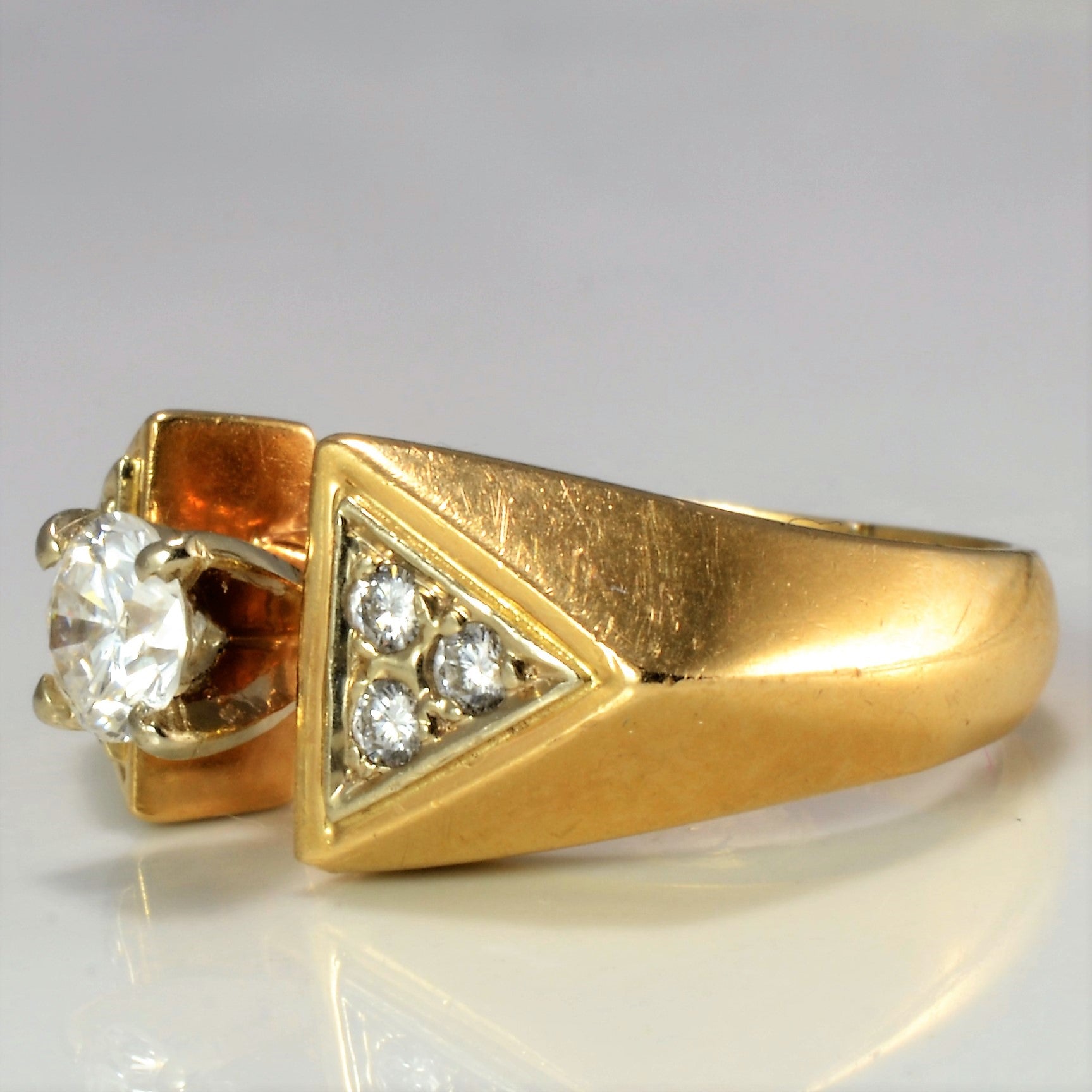 Tapered Diamond & Cluster Accents Engagement Ring | 0.57 ctw, SZ 5.25 |