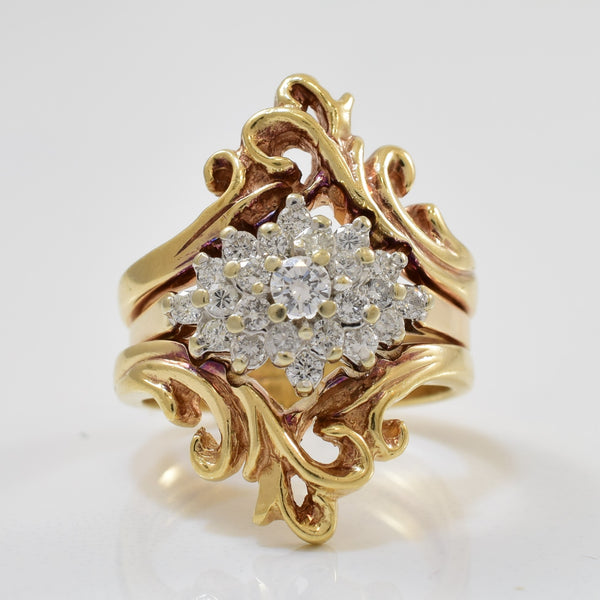 Ornate Diamond Cocktail Ring | 0.41ctw | SZ 4.5 |