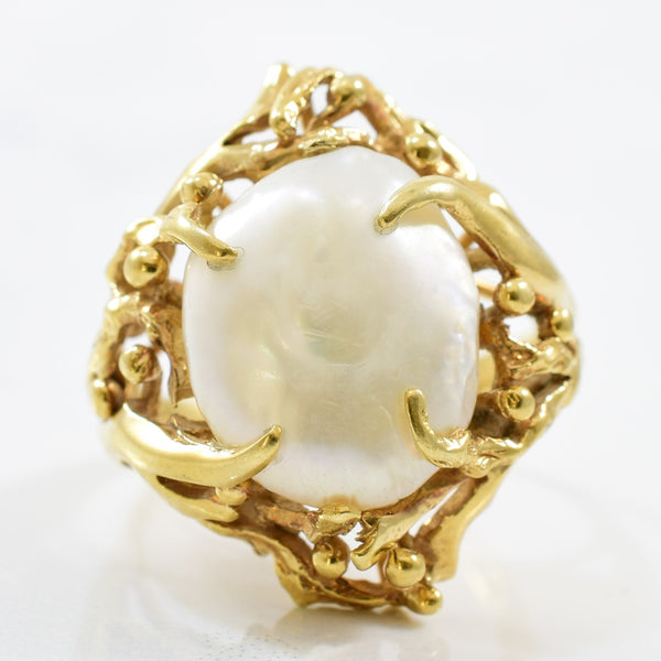 Organic Free Form Pearl Cocktail Ring | 12.00ct | SZ 7.5 |