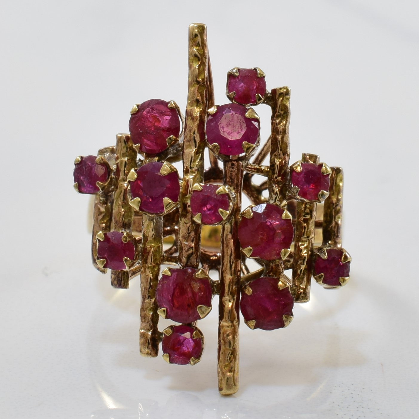 Textured Ruby Cocktail Ring | 1.50ctw | SZ 7 |