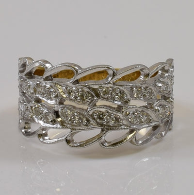 Two Tone Diamond Milgrain Ring | 0.32ctw | SZ 5.75 |