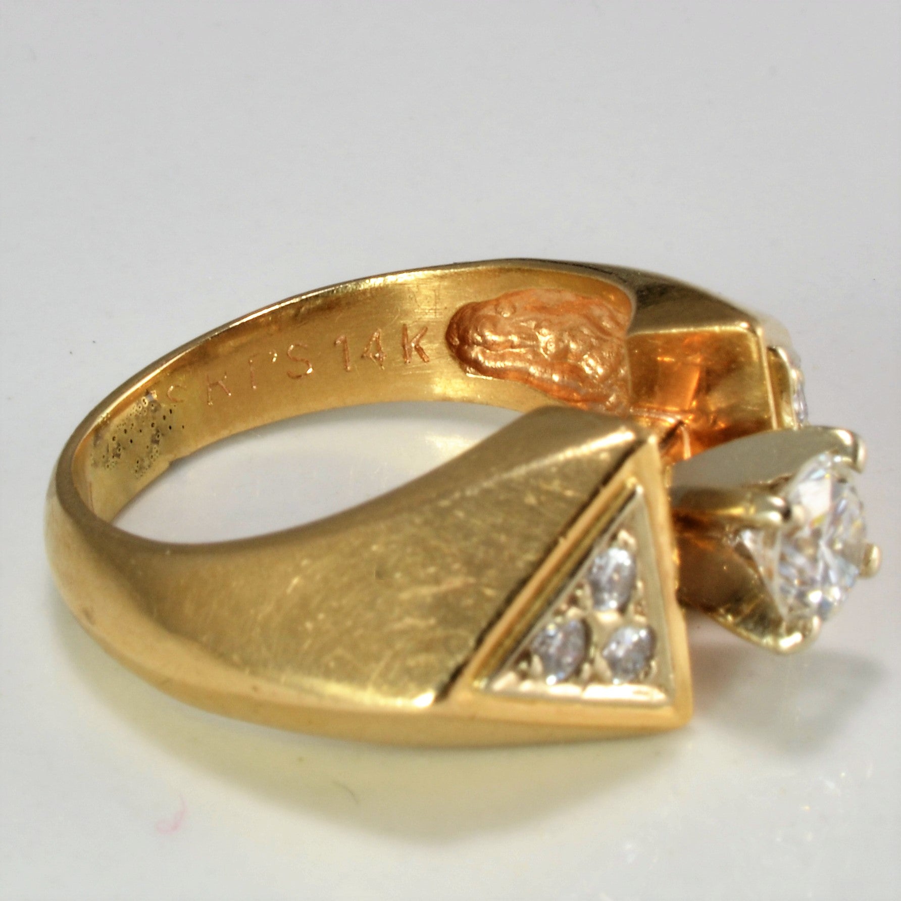 Tapered Diamond & Cluster Accents Engagement Ring | 0.57 ctw, SZ 5.25 |