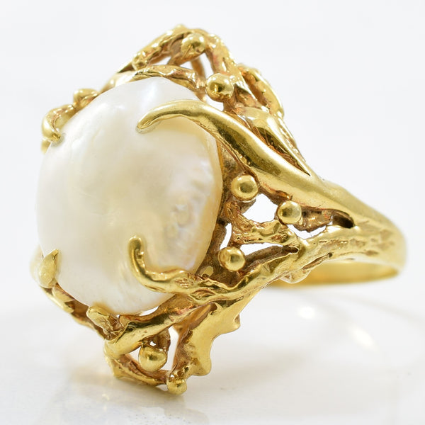 Organic Free Form Pearl Cocktail Ring | 12.00ct | SZ 7.5 |