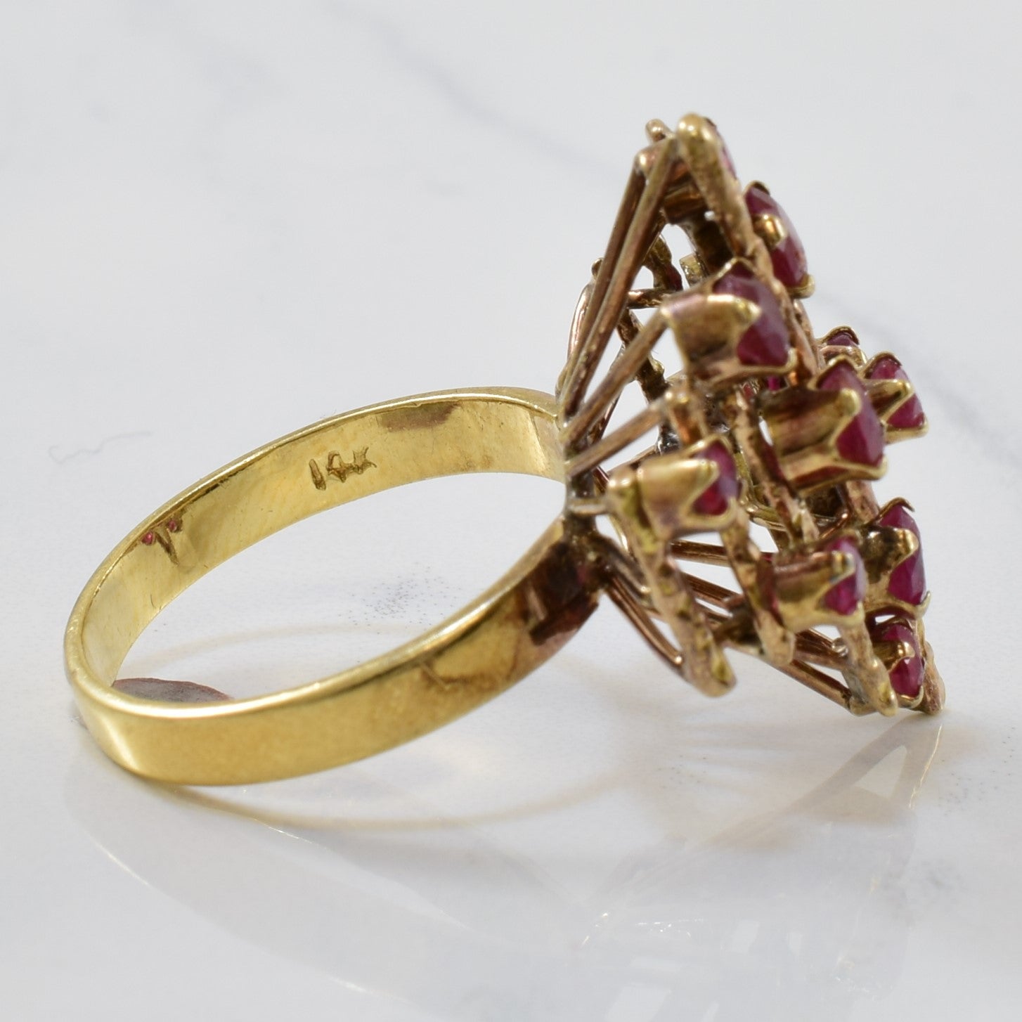 Textured Ruby Cocktail Ring | 1.50ctw | SZ 7 |