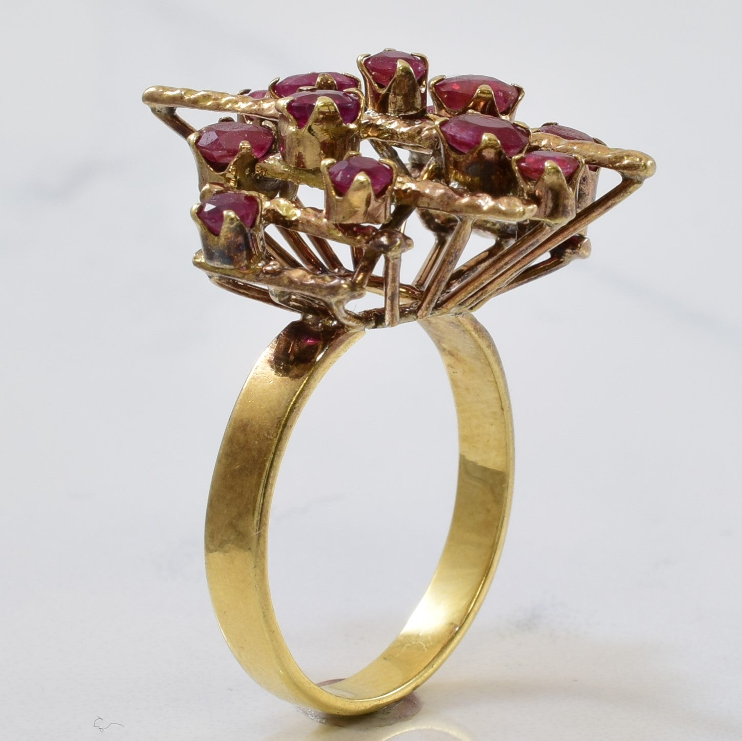 Textured Ruby Cocktail Ring | 1.50ctw | SZ 7 |