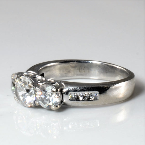 Accented Three Stone Diamond Engagement Ring | 1.50ctw | SZ 6 |