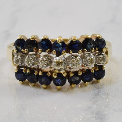 Triple Row Sapphire & Diamond Ring | 1.05ctw, 0.02ctw | SZ 6 |