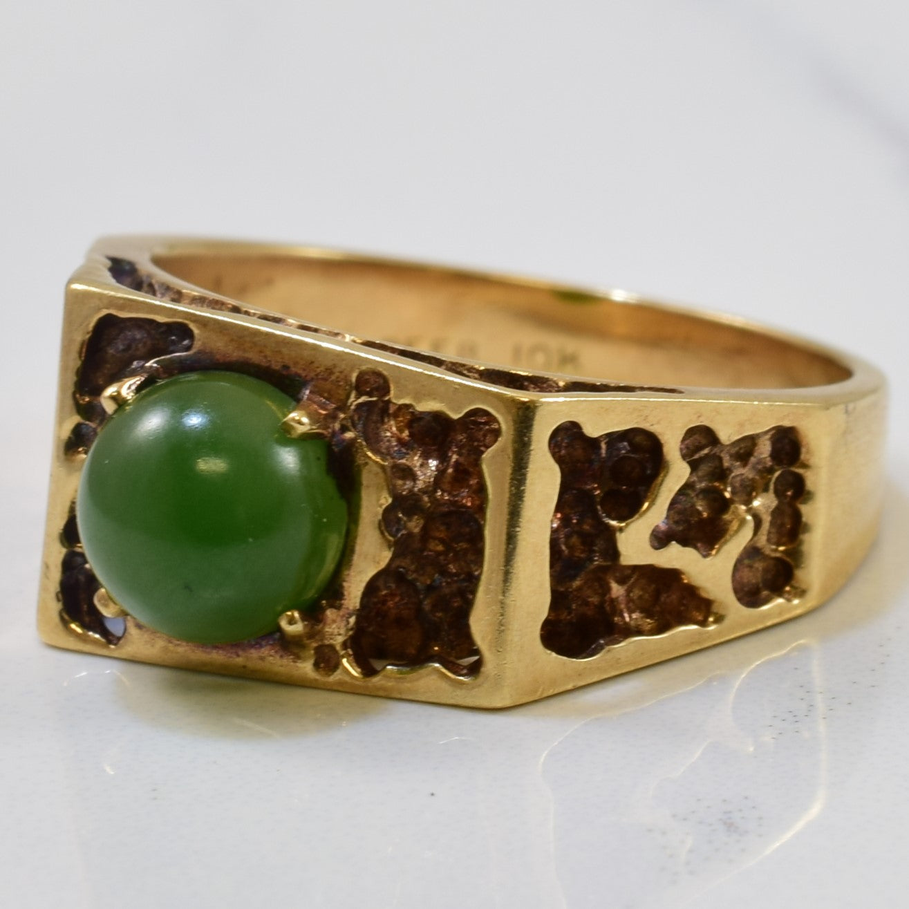 Textured Nephrite Jade Ring | 1.00ct | SZ 10 |