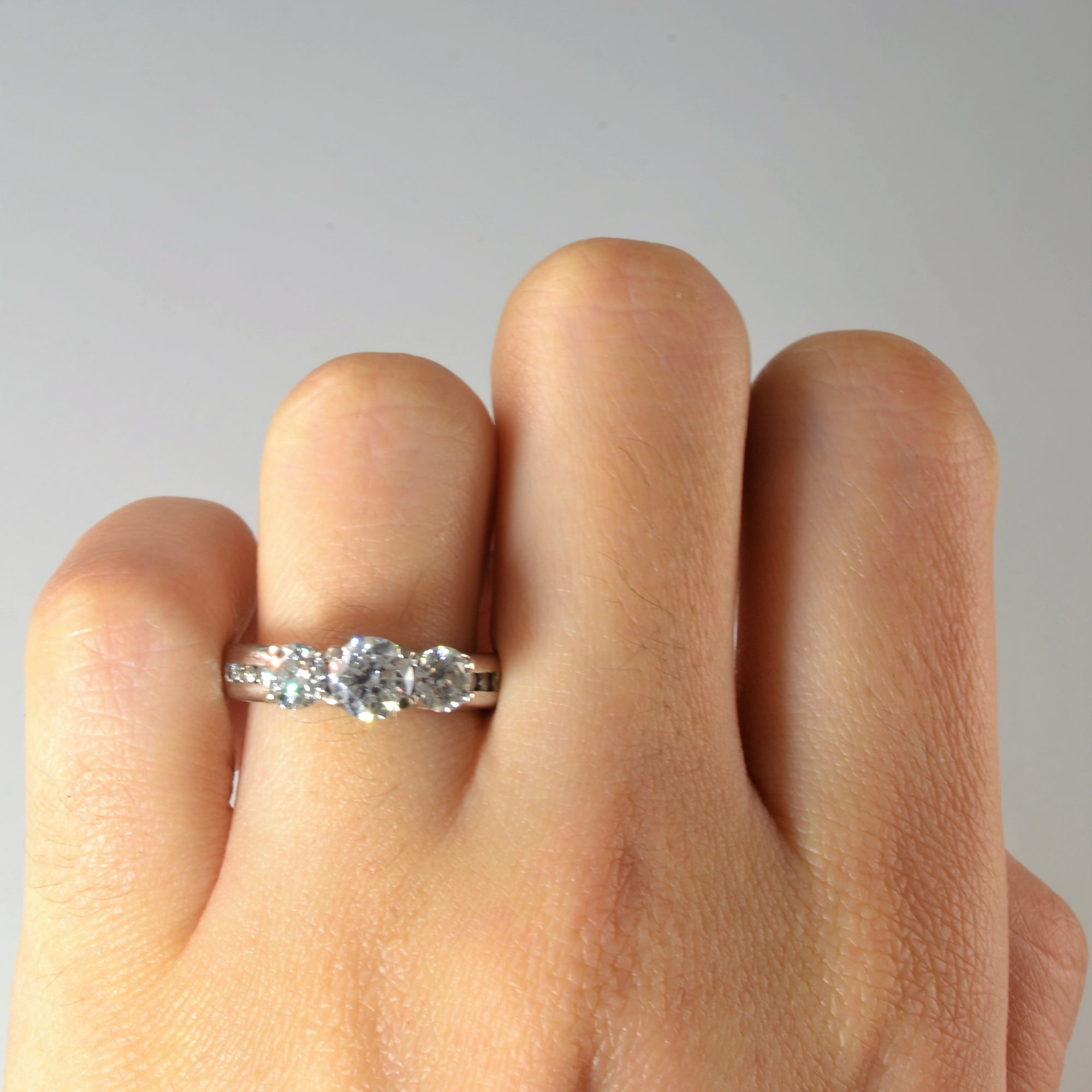 Accented Three Stone Diamond Engagement Ring | 1.50ctw | SZ 6 |