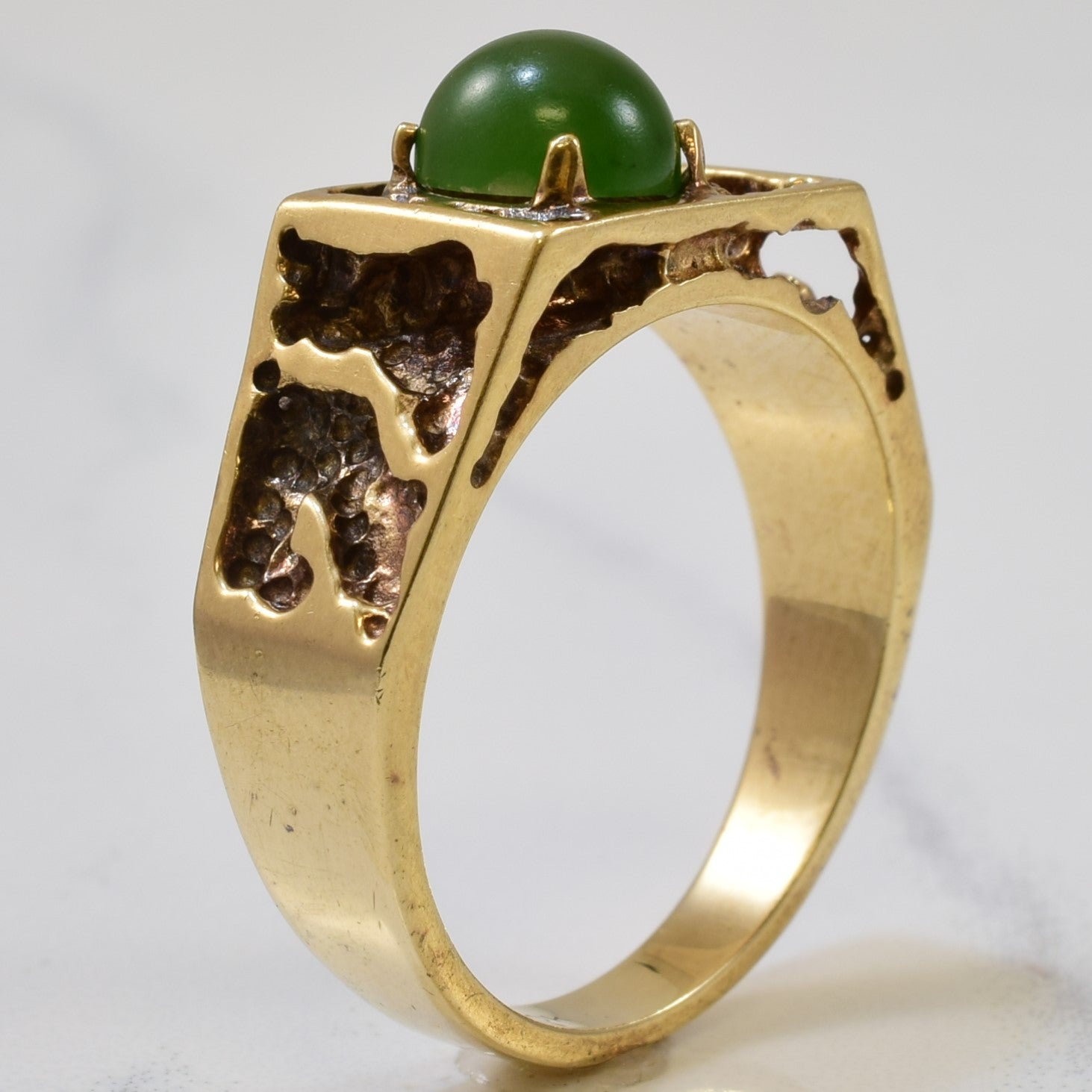 Textured Nephrite Jade Ring | 1.00ct | SZ 10 |