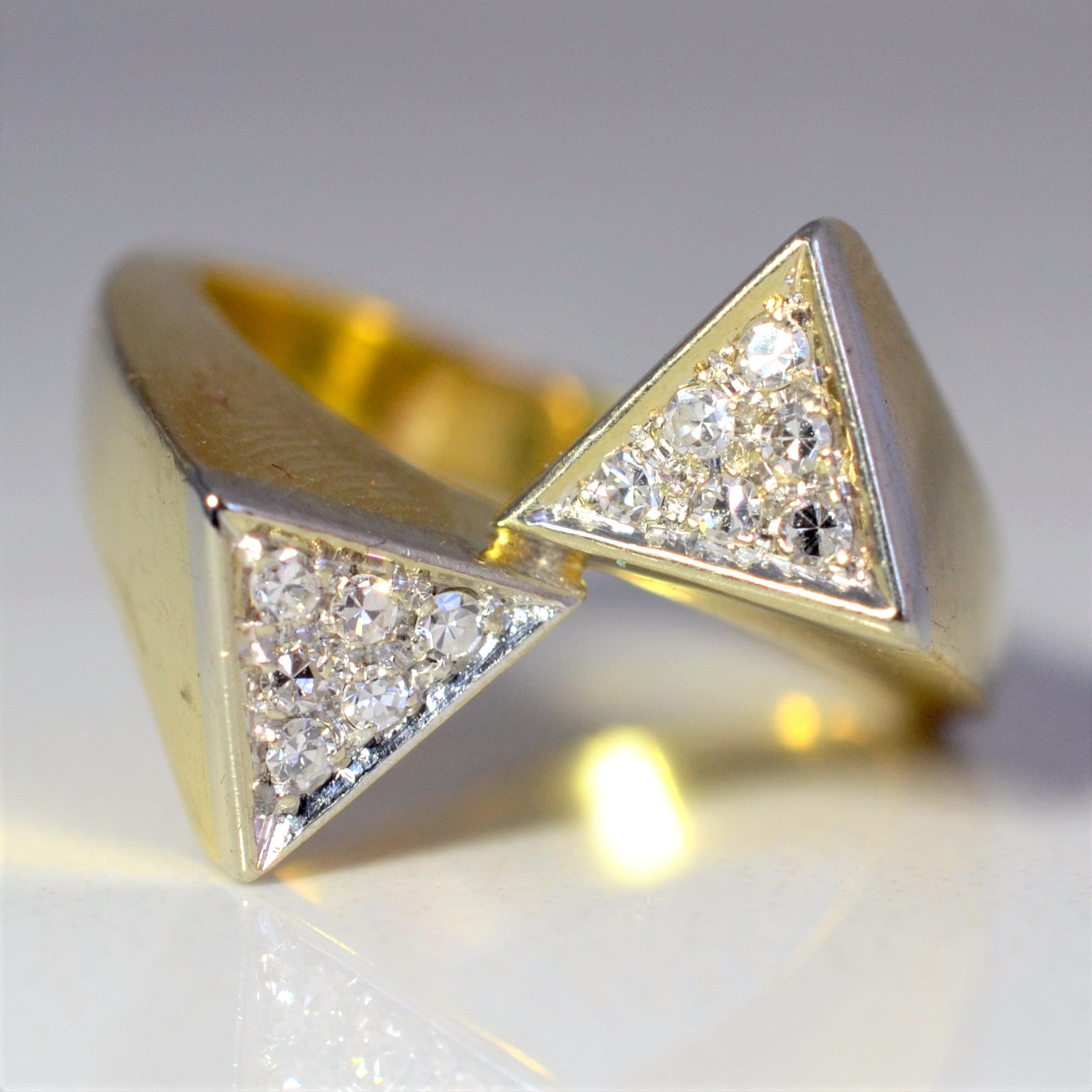 Bypass Pave Triangle Cocktail Ring | 0.18ctw | SZ 7.25 |