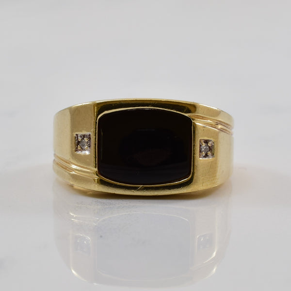Black Onyx & Diamond Tapered Ring | 2.75ct, 0.02ctw | SZ 9.5 |