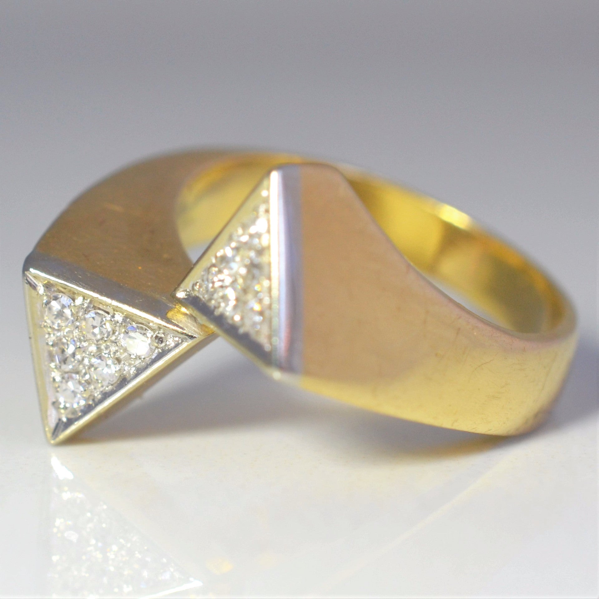 Bypass Pave Triangle Cocktail Ring | 0.18ctw | SZ 7.25 |