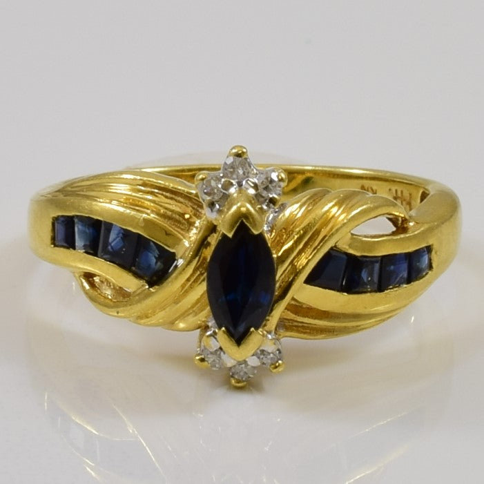 Marquise Sapphire & Diamond Bypass Ring | 0.45ctw, 0.03ctw | SZ 6 |