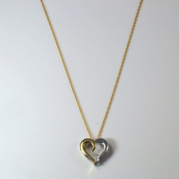 Diamond Two Tone Heart Necklace | 0.11ct | 16
