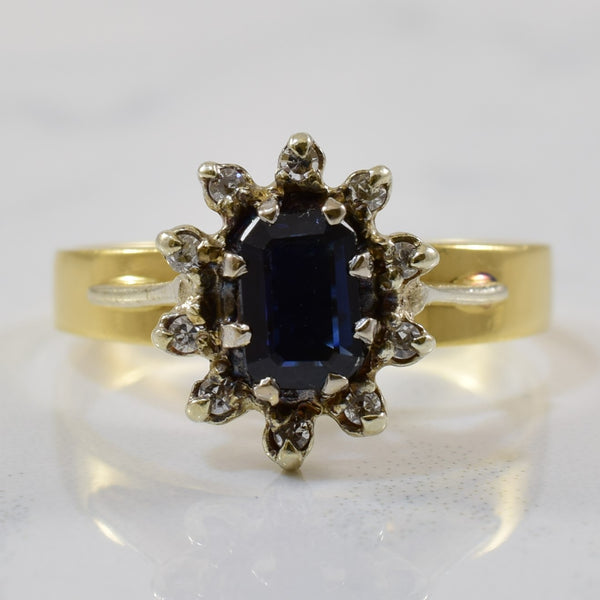 Blue Sapphire & Diamond Halo Ring | 0.65ct, 0.06ctw | SZ 6 |