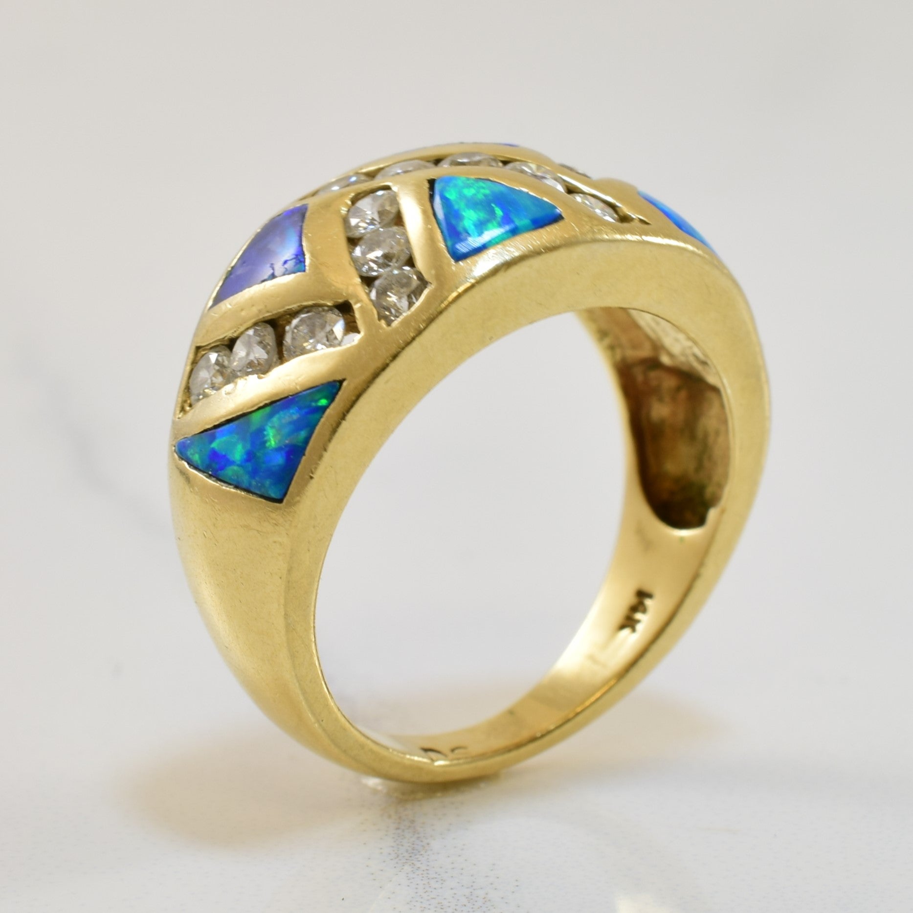 Synthetic Black Opal & Diamond Cocktail Ring | 1.00ctw, 0.68ctw | SZ 6.75 |