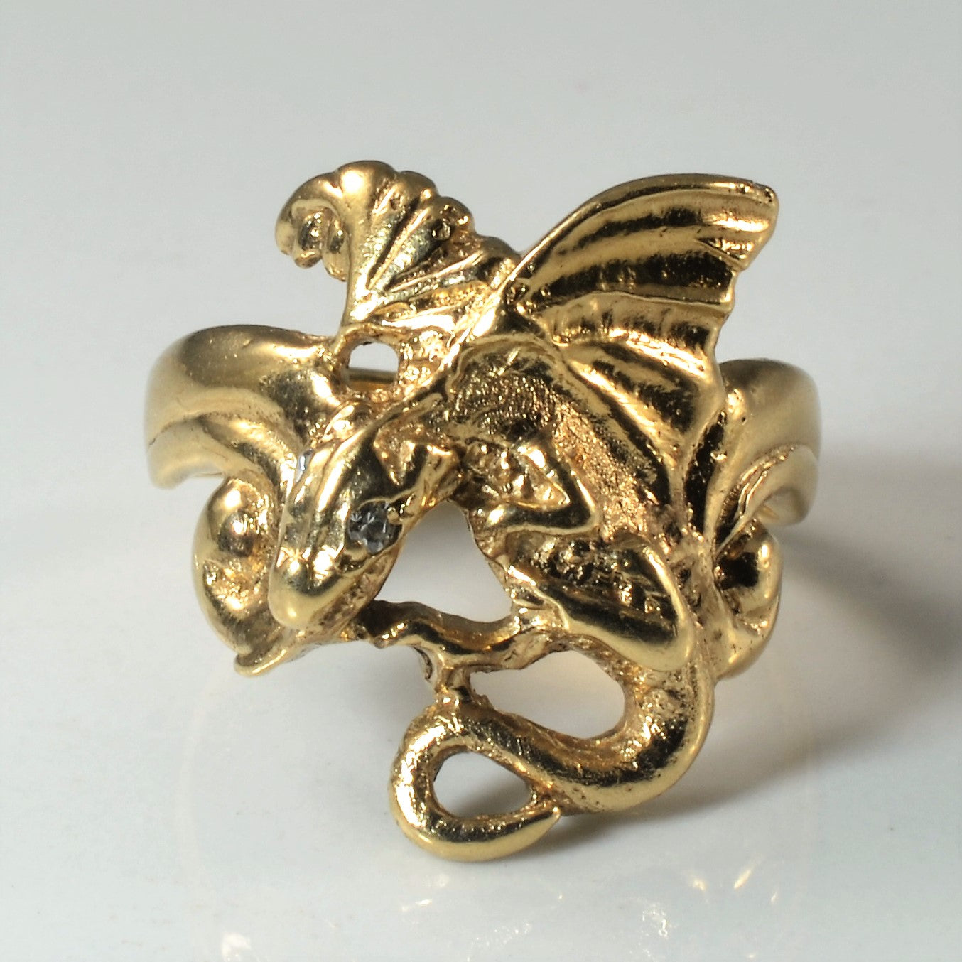 Yellow Gold Dragon Ring | 0.04ctw | SZ 8.75 |