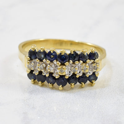 Triple Row Diamond & Sapphire Ring | 0.70ctw, 0.02ctw | SZ 7.5 |
