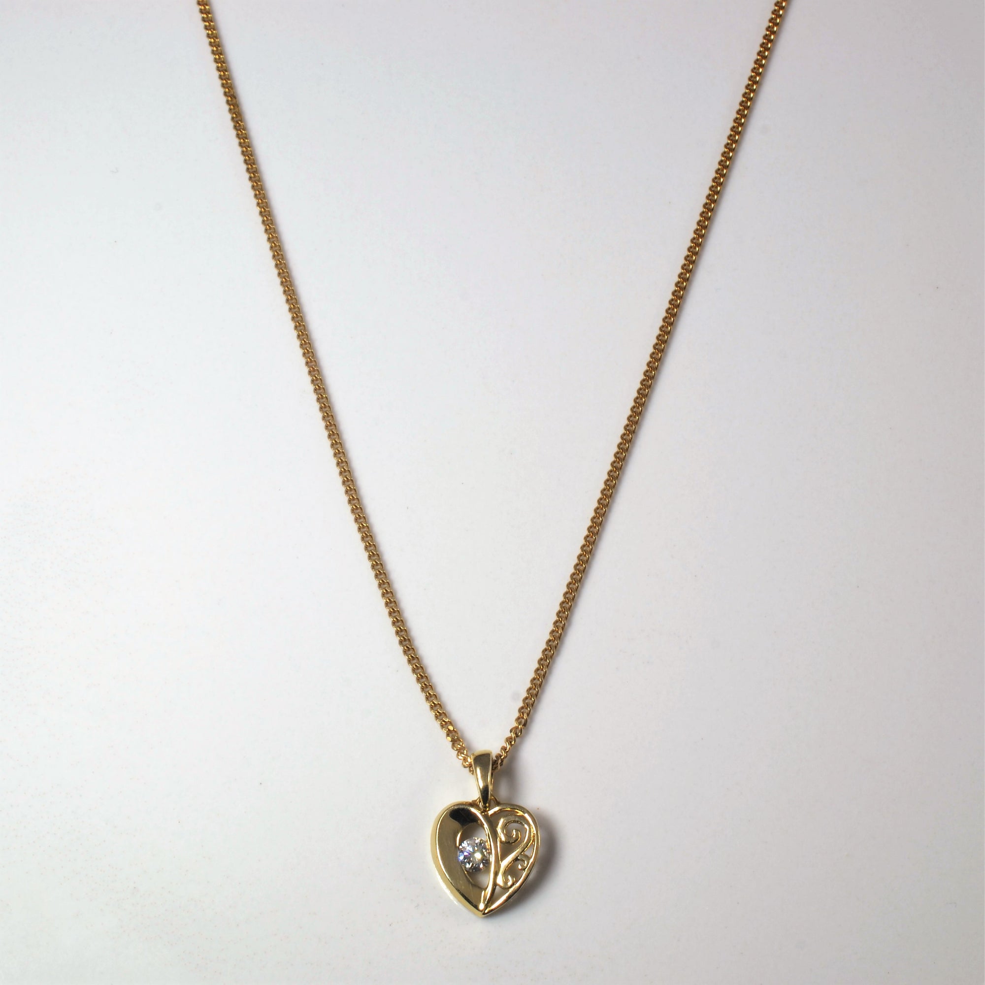 Diamond Filigree Heart Necklace | 0.10ct | 20