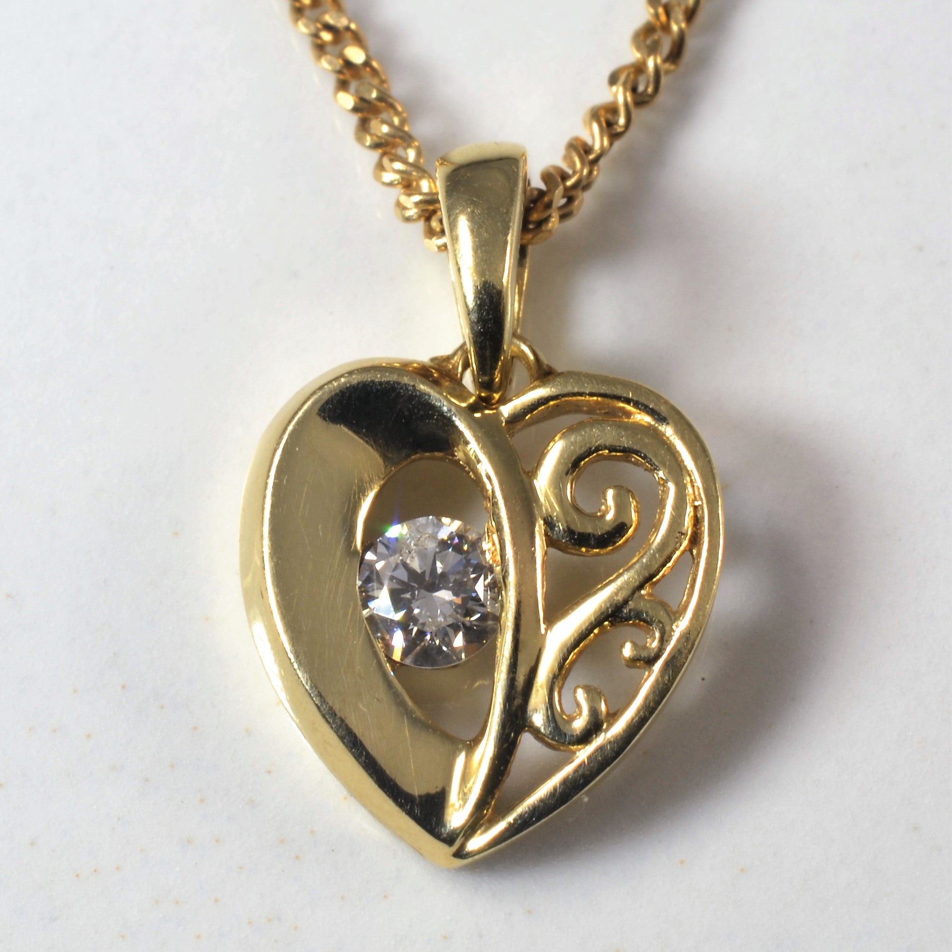 Diamond Filigree Heart Necklace | 0.10ct | 20
