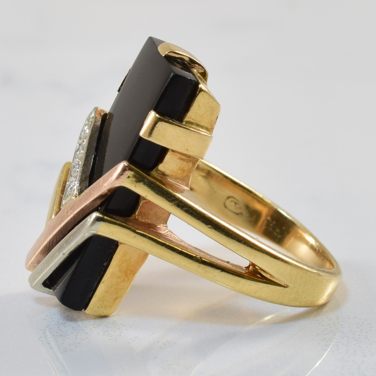 Geometric Onyx & Diamond Ring | 5.00ct, 0.04ctw | SZ 5 |