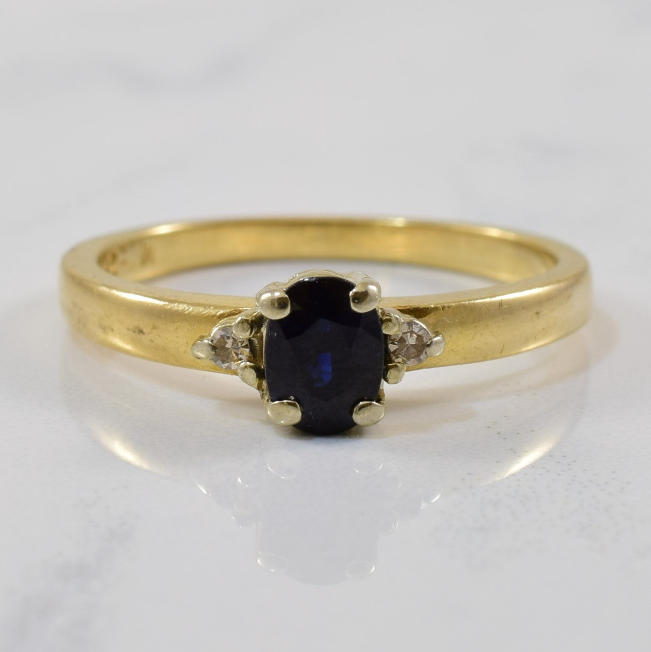 Three Stone Sapphire & Diamond Ring | 0.50ct, 0.02ctw | SZ 6.25 |
