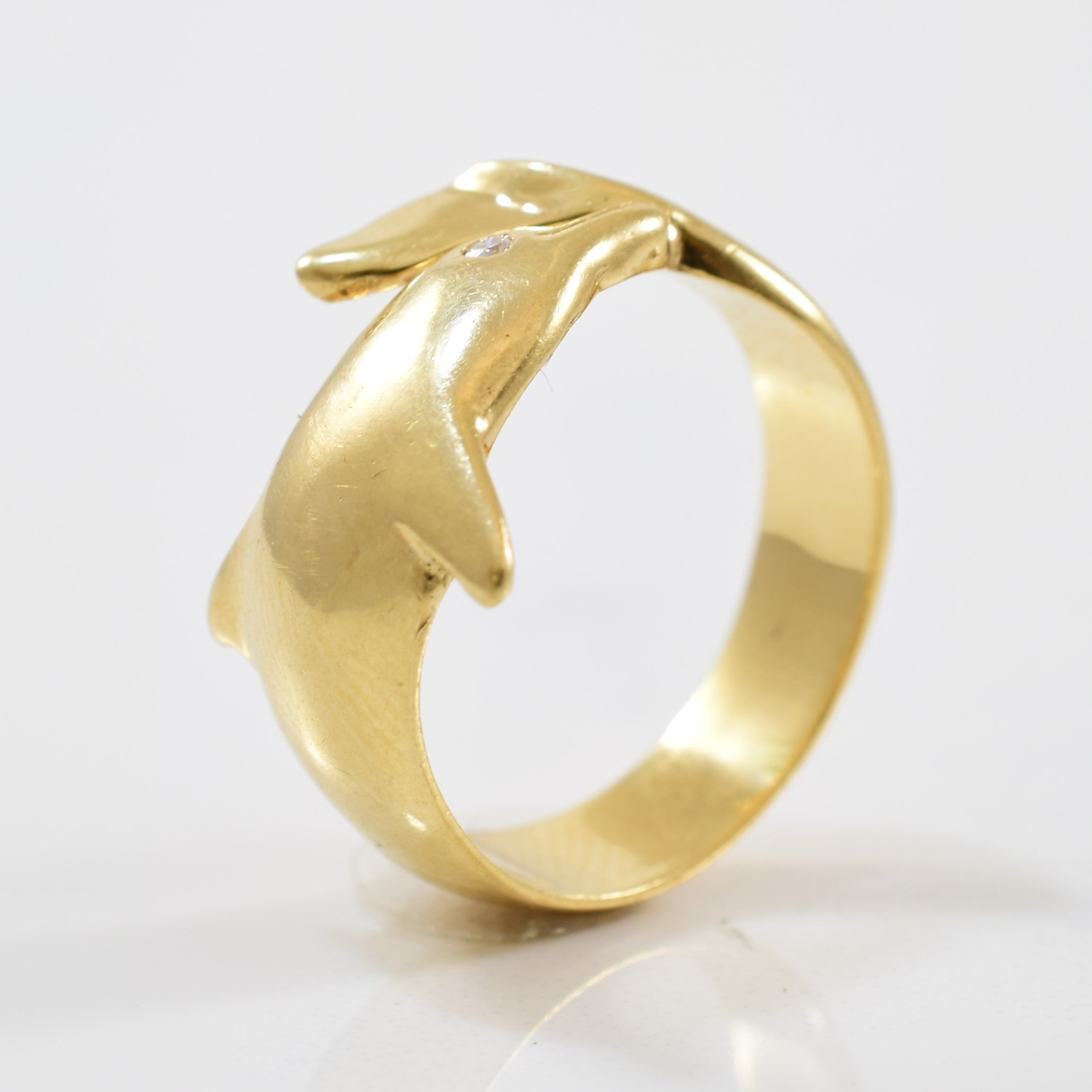Diamond Eyed Dolphin Ring | 0.01ctw | SZ 5.75 |