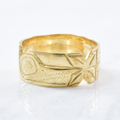 Indigenous Hummingbird Art Gold Ring | SZ 9.5 |