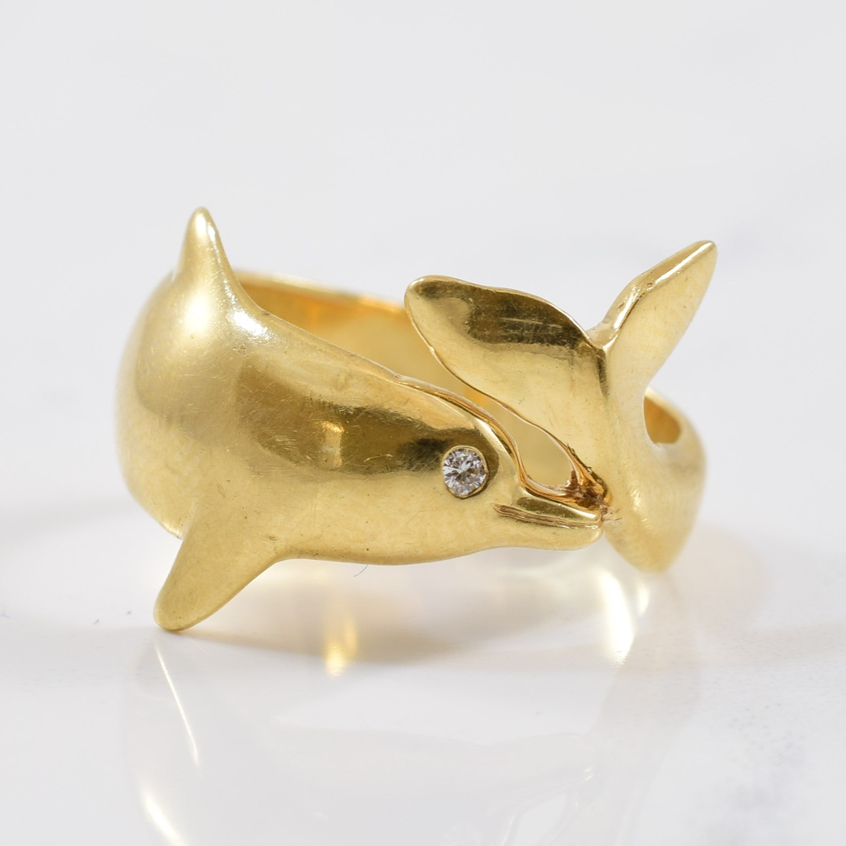Diamond Eyed Dolphin Ring | 0.01ctw | SZ 5.75 |