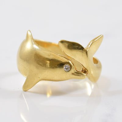 Diamond Eyed Dolphin Ring | 0.01ctw | SZ 5.75 |