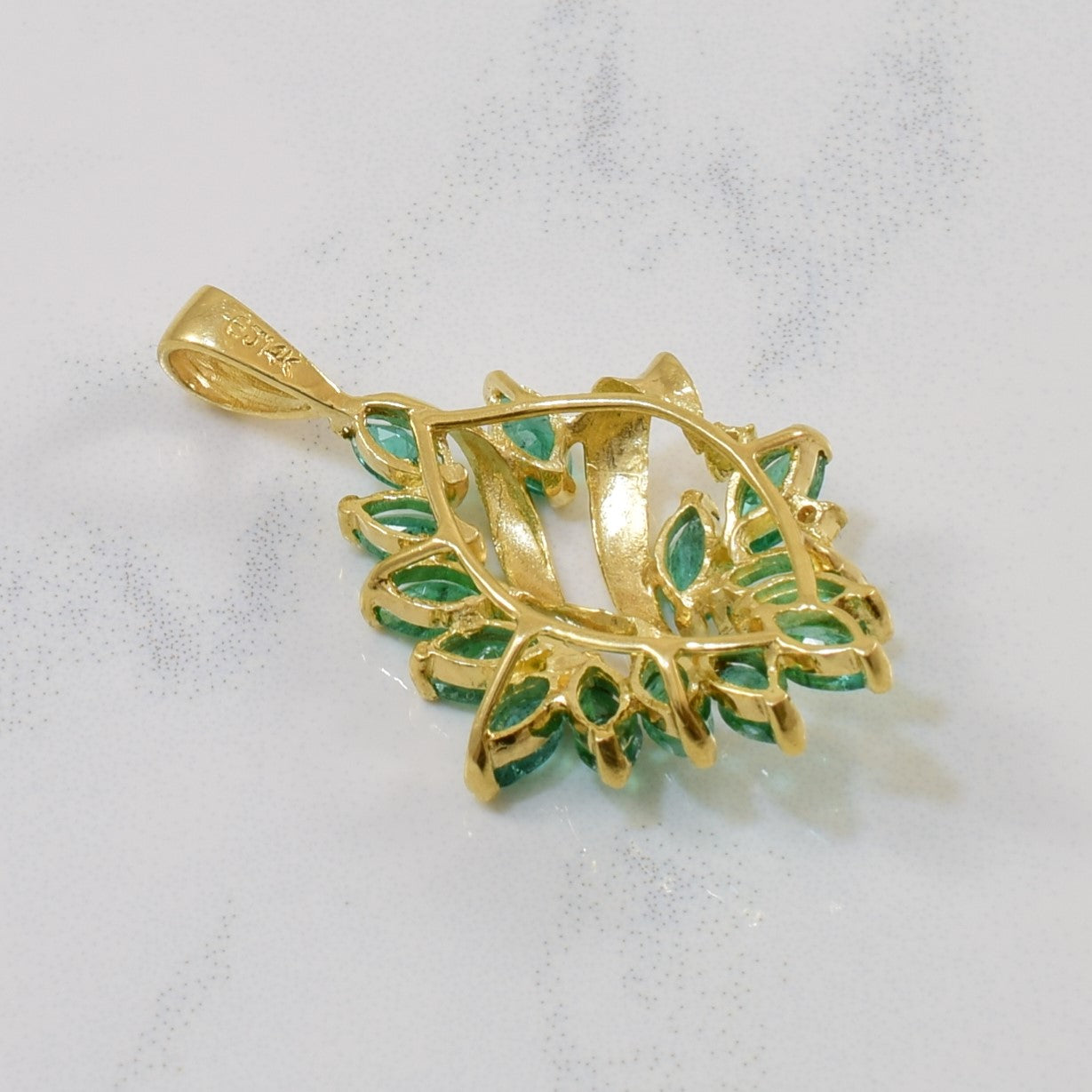 Marquise Emerald & Diamond Pendant | 1.10ctw, 0.02ctw |
