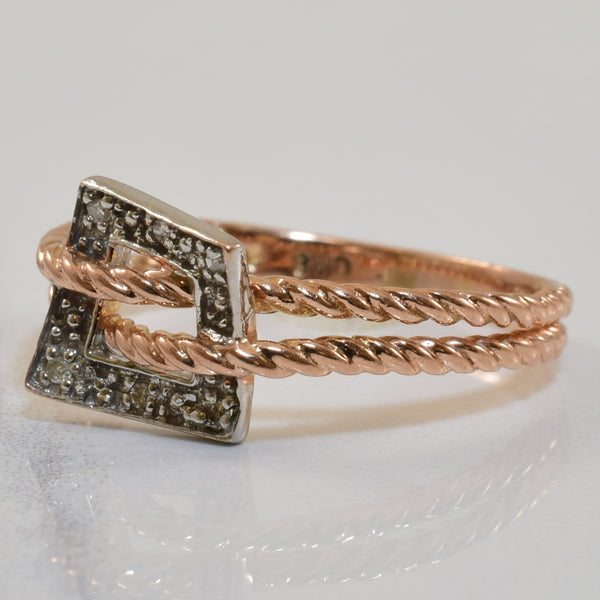 Rose Gold Twisted Rope & Diamond Ring | 0.02ctw | SZ 8 |