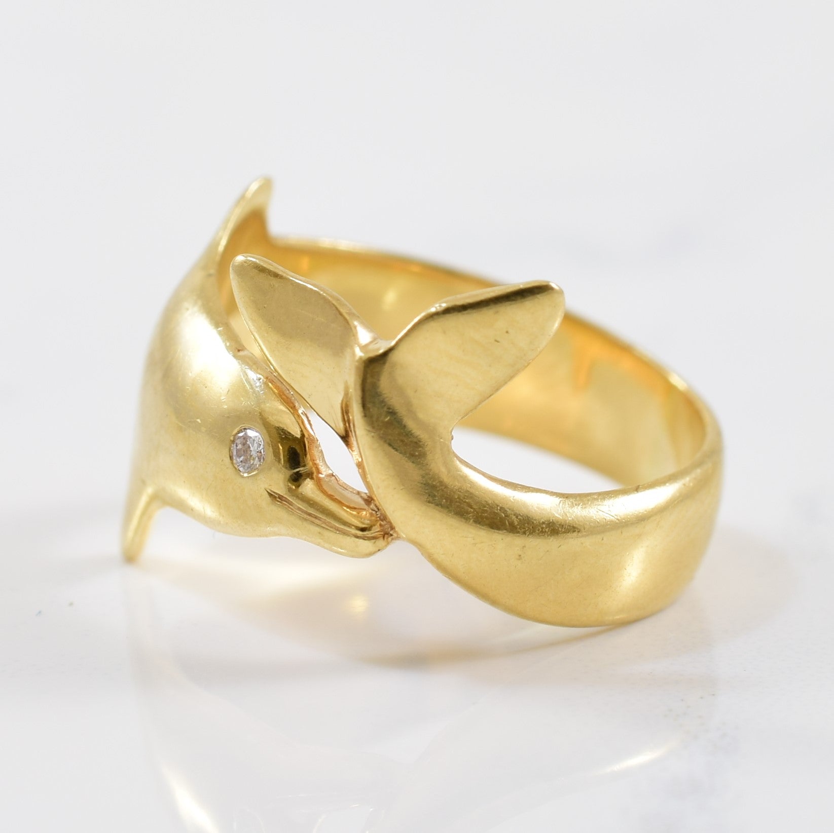 Diamond Eyed Dolphin Ring | 0.01ctw | SZ 5.75 |