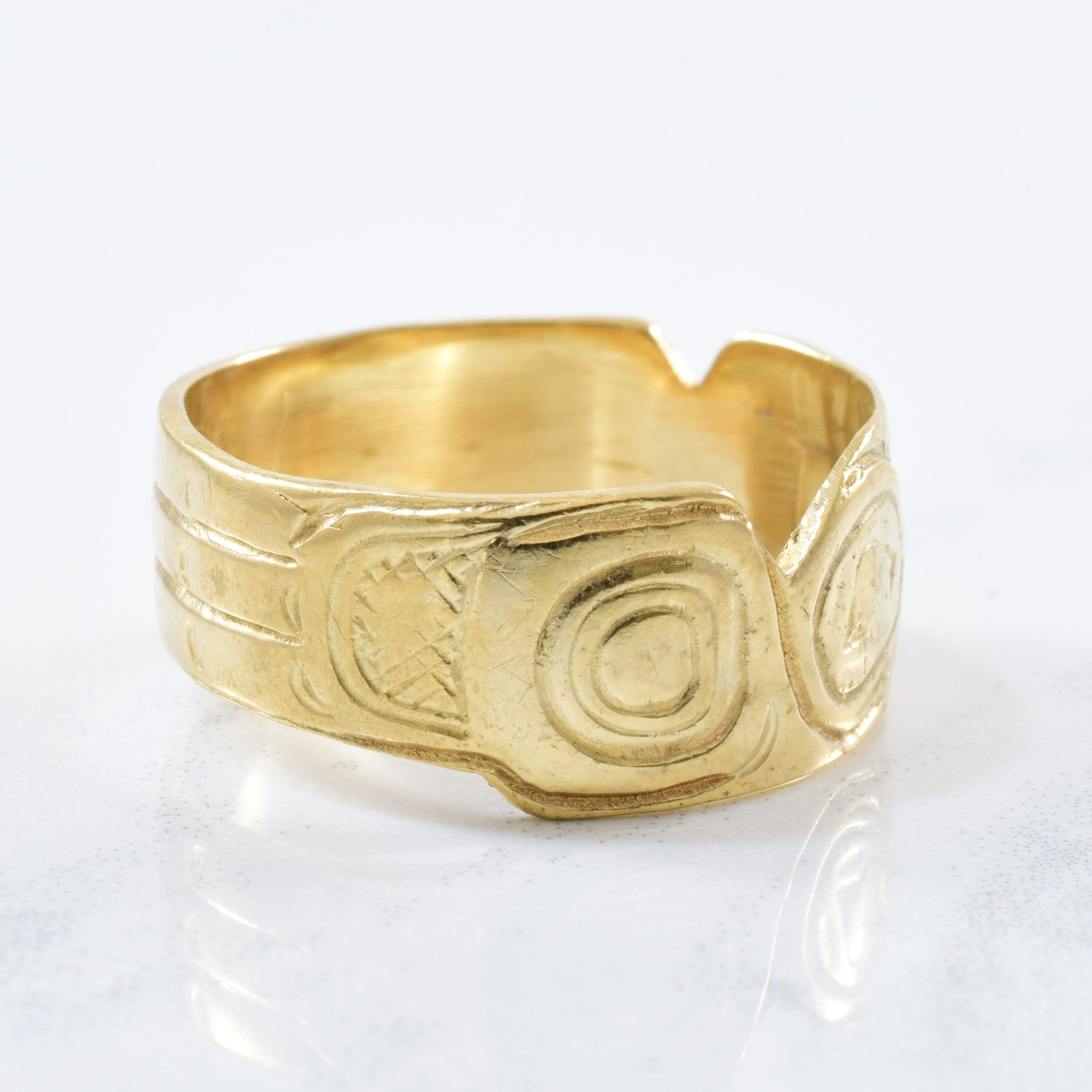 Indigenous Hummingbird Art Gold Ring | SZ 9.5 |