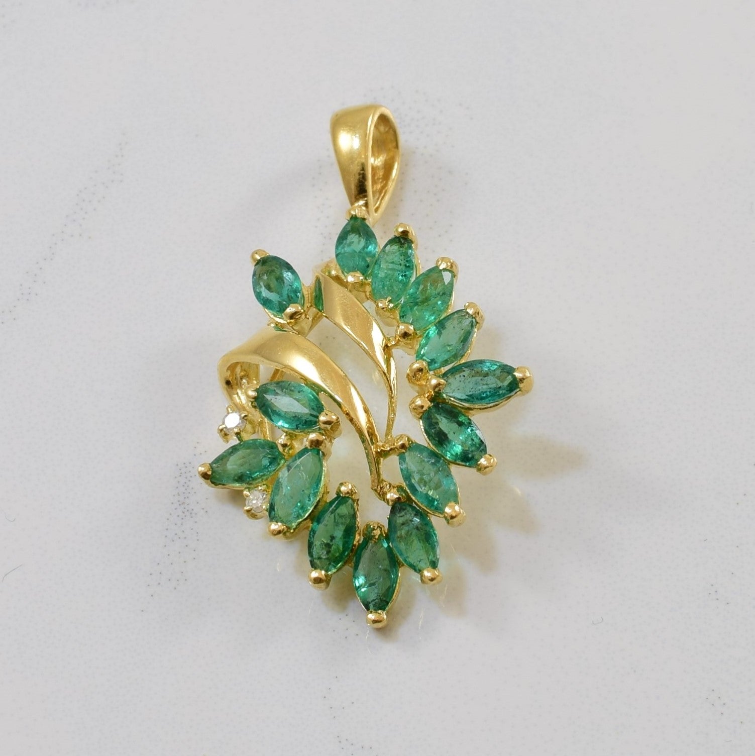 Marquise Emerald & Diamond Pendant | 1.10ctw, 0.02ctw |