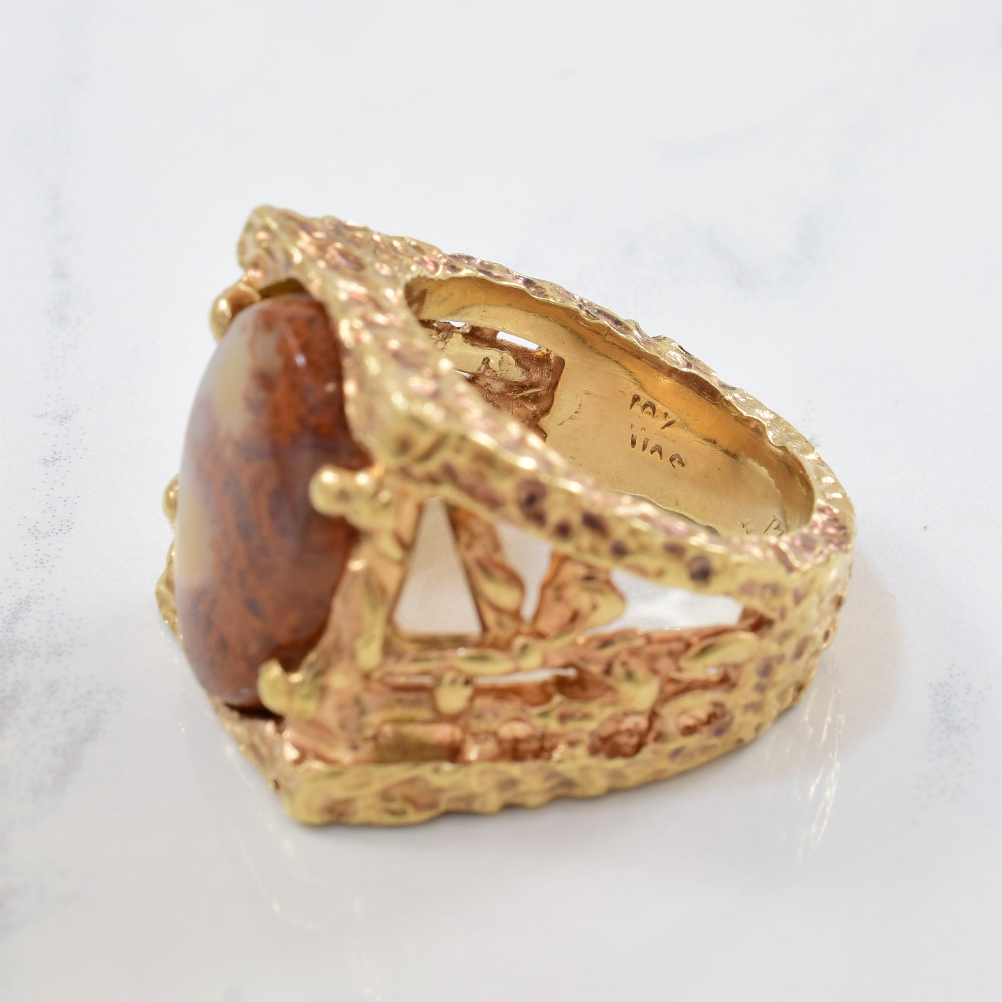 Open Work Textured Agate Ring | 10.00ct | SZ 9.75 |
