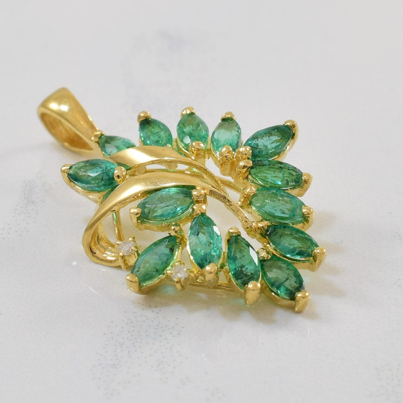 Marquise Emerald & Diamond Pendant | 1.10ctw, 0.02ctw |