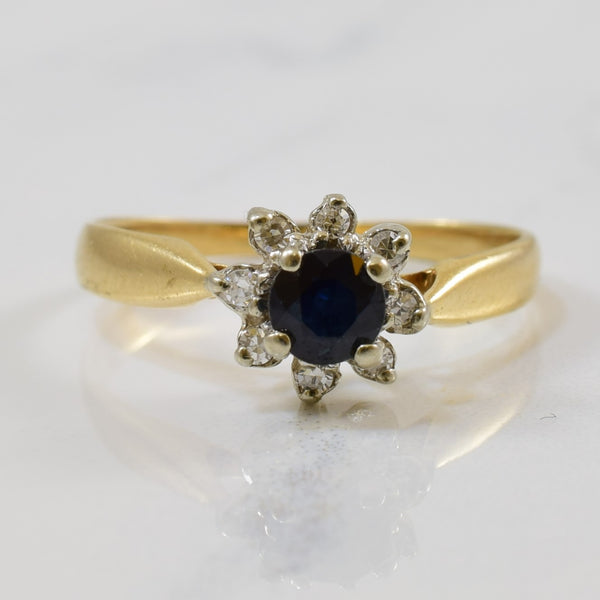 Blue Sapphire & Diamond Cathedral Ring | 0.35ct, 0.07ctw | SZ 5.75 |